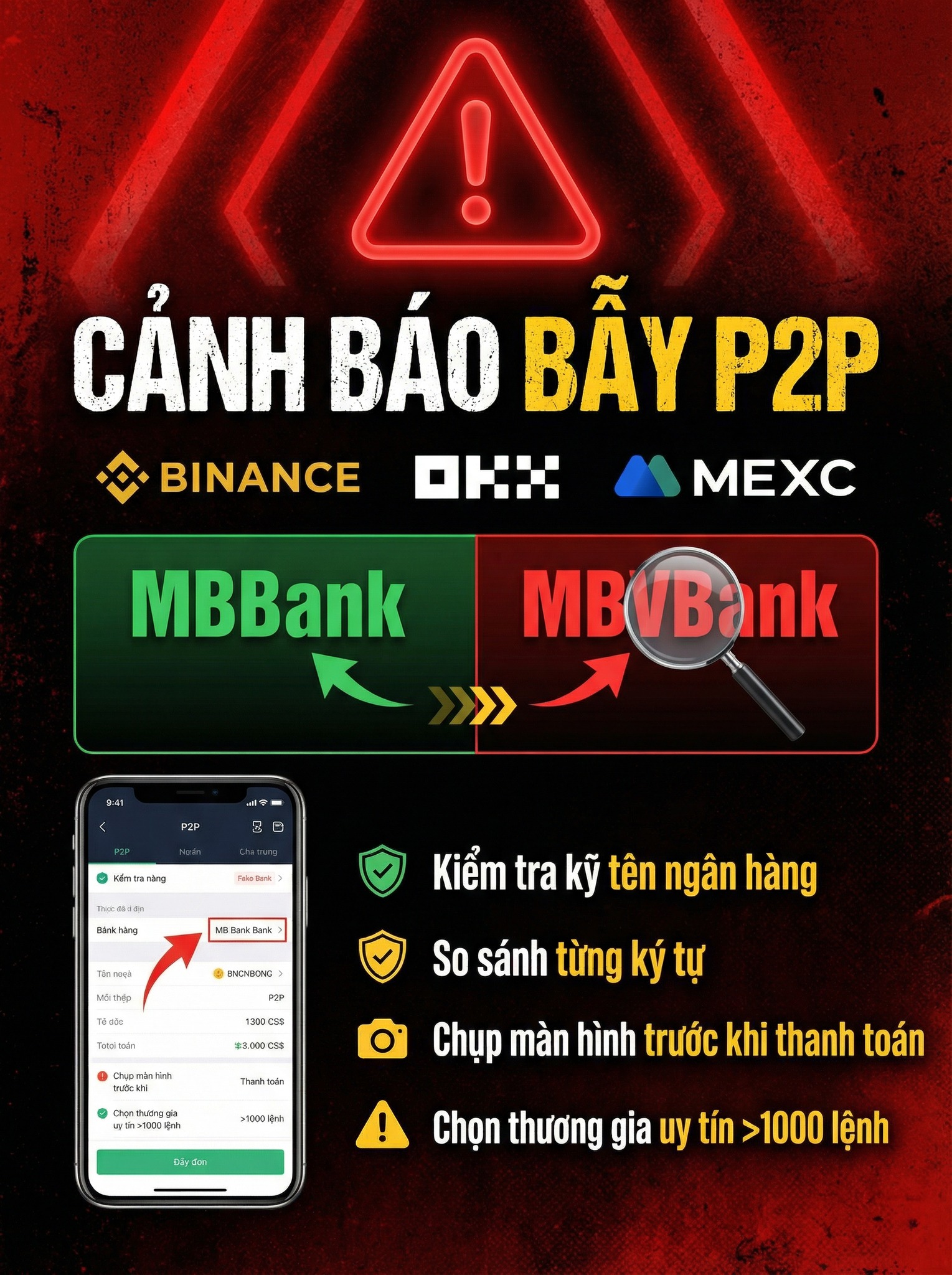 Giao dịch P2P tuy tiện lợi nhưng cũng tiềm ẩn nhiều rủi ro nếu người dùng thiếu kiểm tra kỹ thông tin. Chiêu trò giả mạo ngân hàng bằng cách lợi dụng tên viết tắt tương đồng đang trở thành một cái bẫy nguy hiểm, khiến không ít người mất tiền oan.