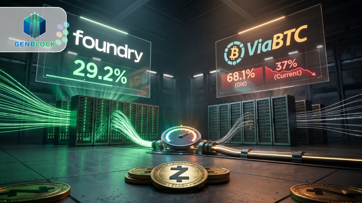 Foundry chiếm 29% hashrate Zcash, ViaBTC mất ngôi độc tôn