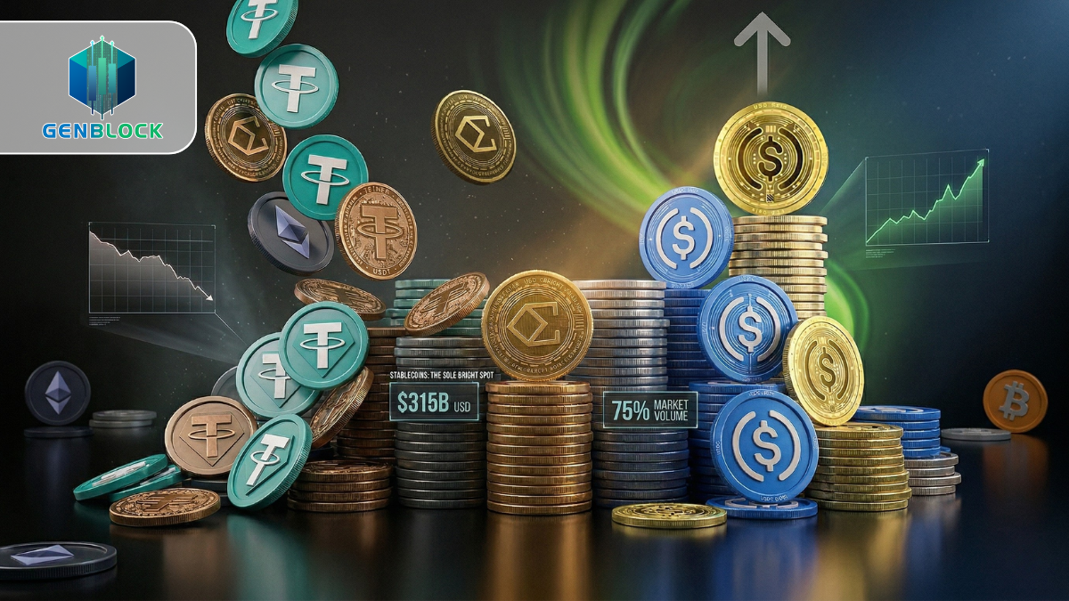 Stablecoin lập đỉnh 315 tỷ USD, USDC vượt nhịp USDT